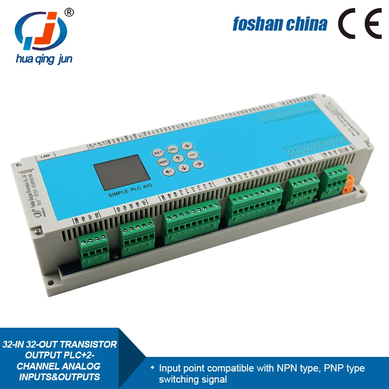 Simple PLC All-in-one Machine  32-in 32-out Transistor Output PLC with 2 Channel Analog Inputs and Outputs