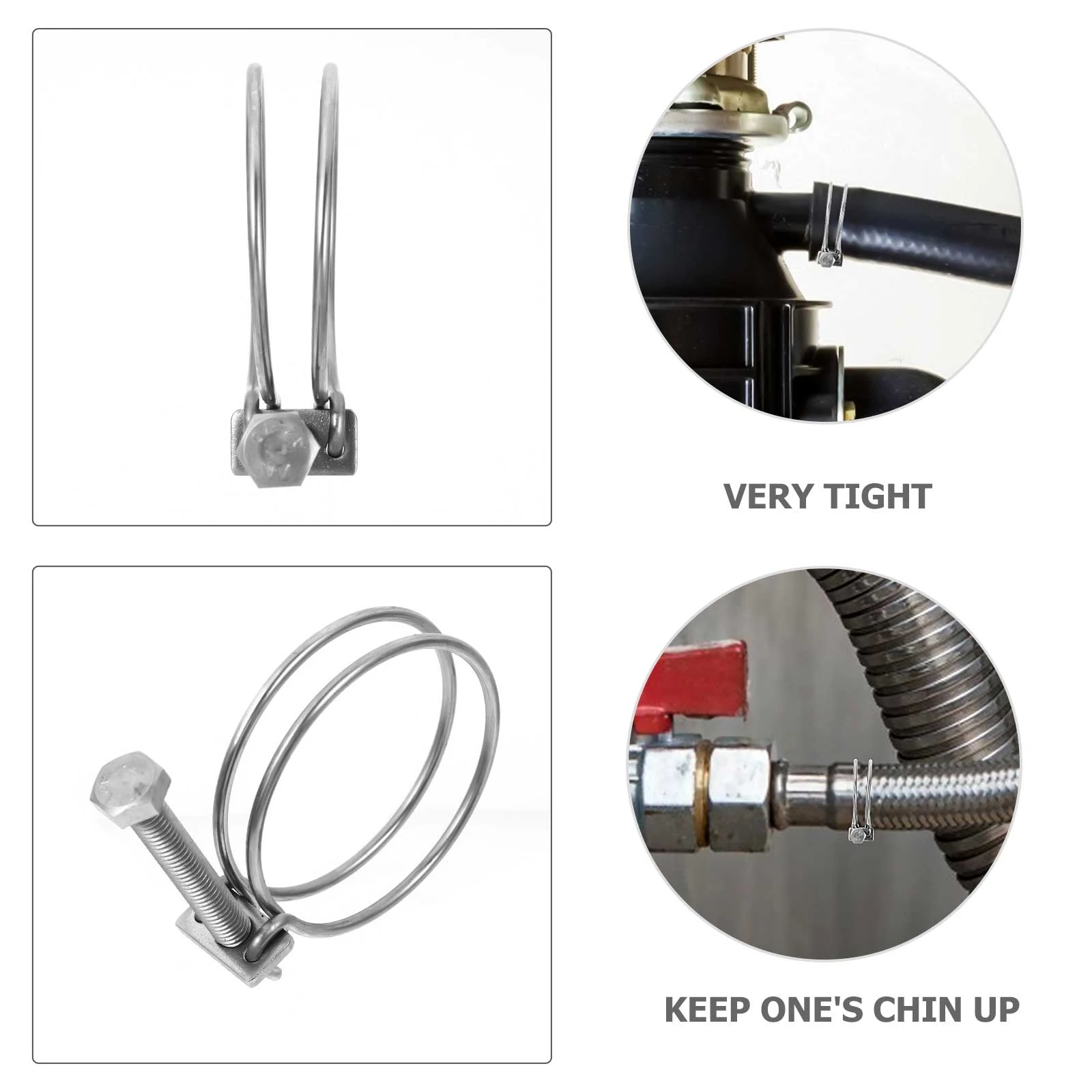 

4 pcs Stainless Steel Hose Clamps 304 Grade Fighting Pipe Fittings Easy Installation 360 Degree Clamping