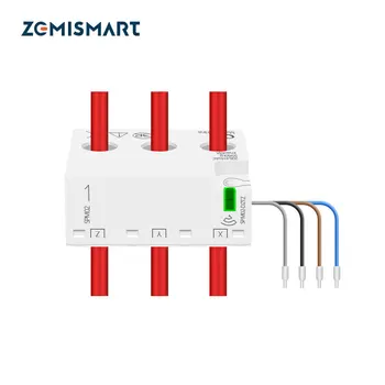 Zemismart 투야 지그비 와이파이 3 상 에너지 계량기 전력 모니터링, 실시간 소비 측정, 63A 스마트 라이프 앱 제어