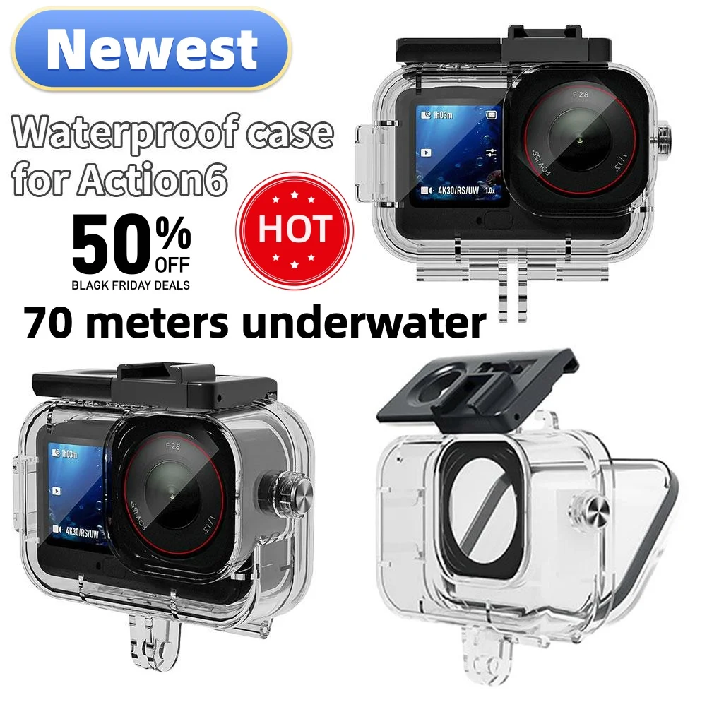 حافظة مقاومة للماء 70 متر لـ DJI Action 6 غطاء مبيت للغوص تحت الماء لملحقات حافظة مقاومة للماء DJI Action 6 #1