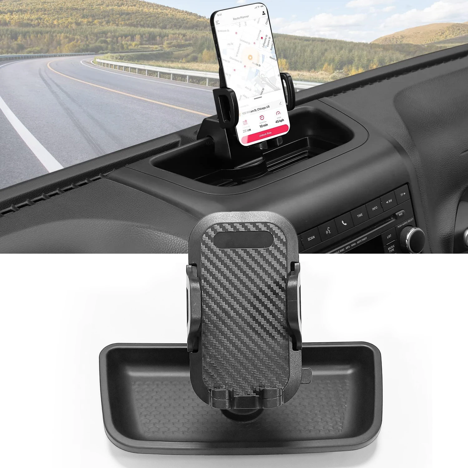 

Dashboard Organizer Tray With Phone Holder Clip Center Console Stowing Storage Container Box For Jeep Wrangler JK 2011-2017