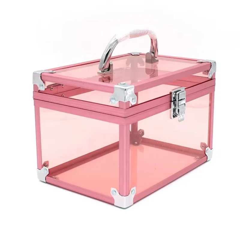 

Transparent Lock Aluminum Cosmetic Jewelry Storage Acrylic Dresser