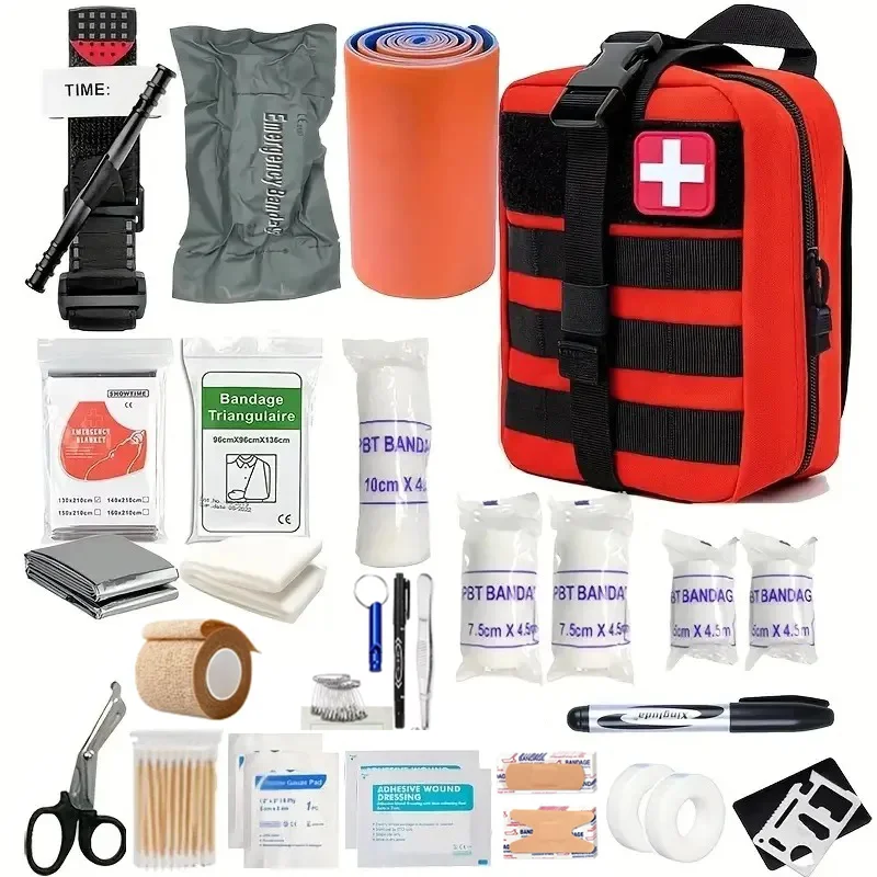

252pcs IFAK Trauma Survival First Aid Kit, Camping Gear Supplies Emergency Survival Kit, Hiking Kit Medical Bag
