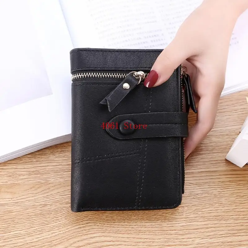 محفظة نسائية جلدية صغيرة بمشبك للعملة المعدنية وجيب للنقود وحقيبة لبطاقة الائتمان