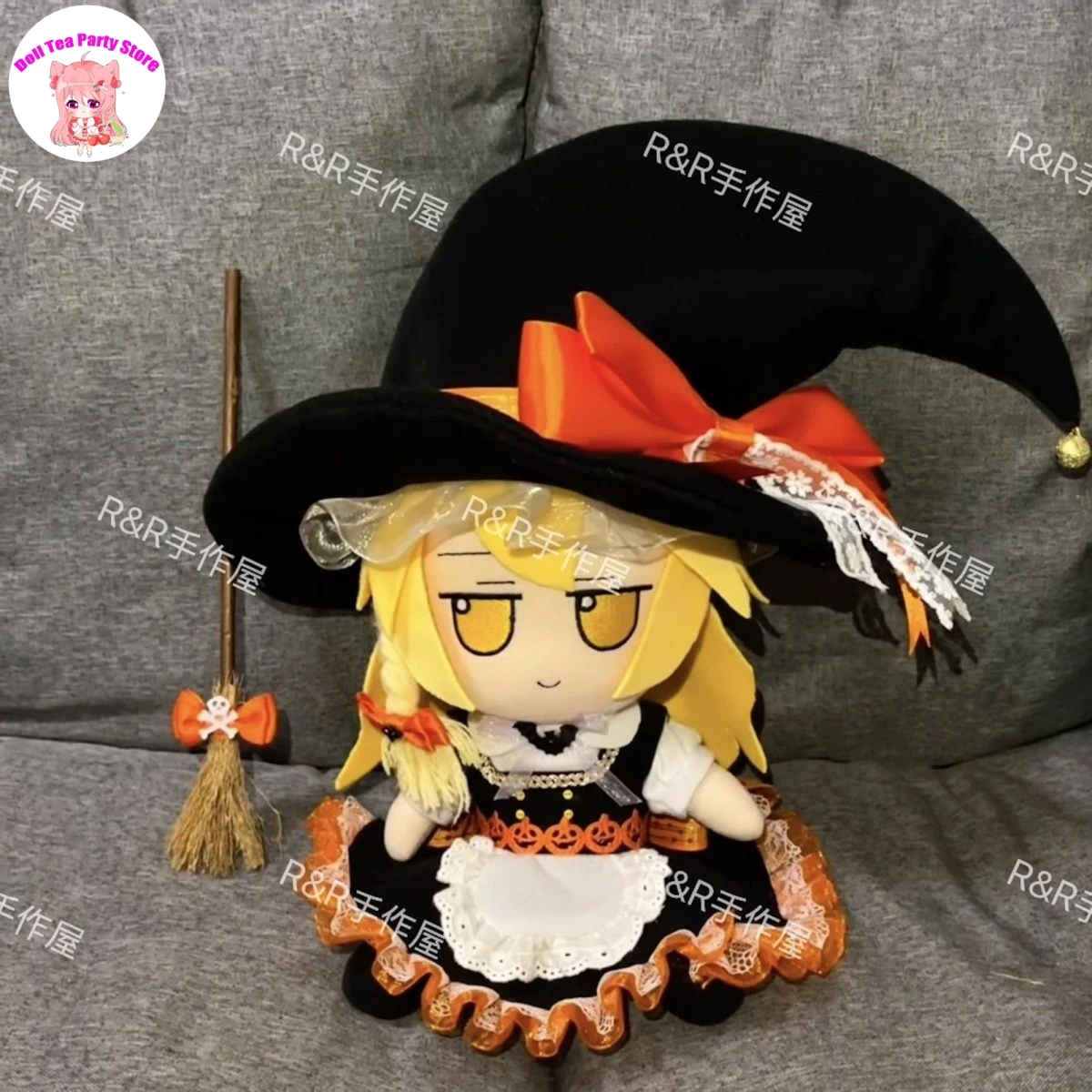 Halloween Witch Kirisame Marisa Touhou Project Fumo Sitting Posture Cotton Doll 20cm Anime Plush Stuffed Plushie Toy Mascot Gift