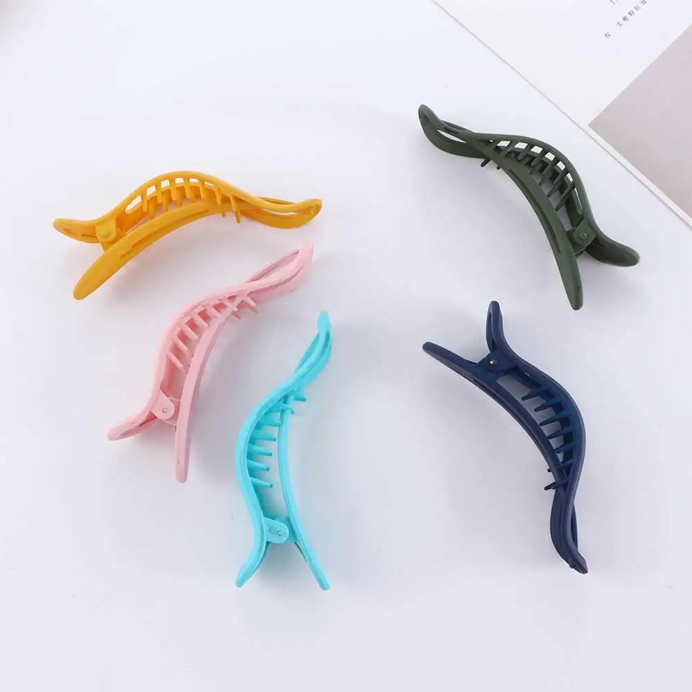 Large Simple Women Candy Color Seamless Matte Plastic Duckbill Clip Hair Claw Face Wash Hairpin