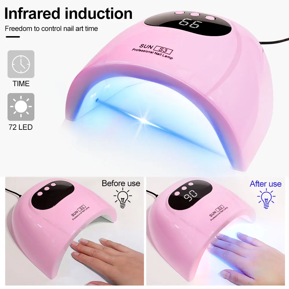 88W Nail Lamp UV LED Professional Curing All UV Gel Nail Polish Nail Dryer 24PCS LED Machine Infrared Sensor Nail Lamp