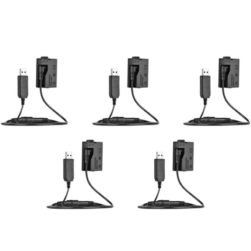 5X DR-E8 Dummy Battery With DC Power Bank USB Adapter Cable Replacement For LP-E8 For Canon EOS 550D 600D DSLR Cameras