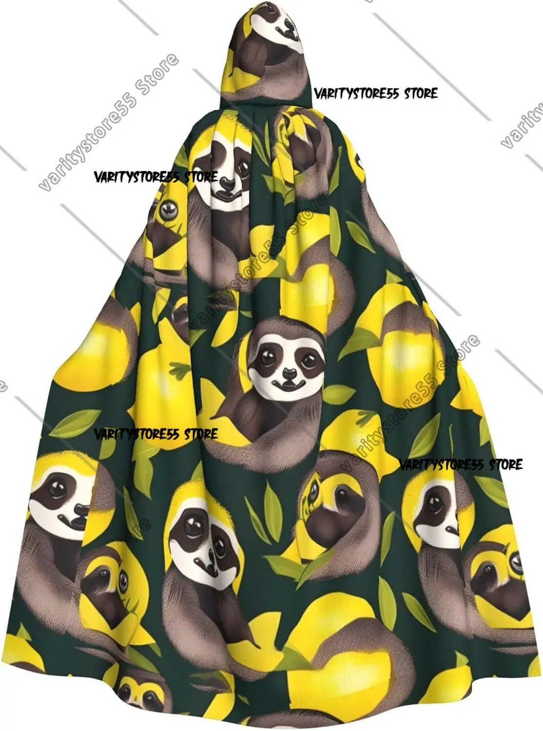 

Милый ленив на желтых лимонах с принтами на Хэллоуин для взрослых, накидка с капюшоном, плащ для ролевых игр на Хэллоуин