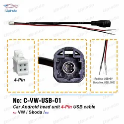 4 Pin USB Cable Android Head Unit Wiring Harness Socket Adapter for VW Golf 7 Bore Touran Teramont Tiguan Skoda Octavia Superb