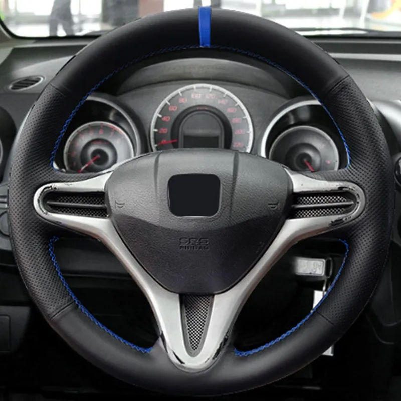Car Accessories Steering Wheel Cover Microfiber Leather Interior Trim For Honda Fit Jazz City 2009-2013 Insight 2010- 2014 view 4