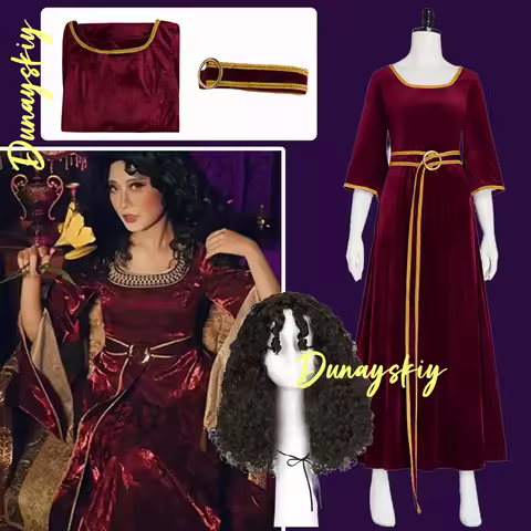 Mother Gothel Cosplay Costume (XS-3XL)Wine Red Dress Women's Dresses Lolita Skirt For Anime Halloween Carnival Party Suit