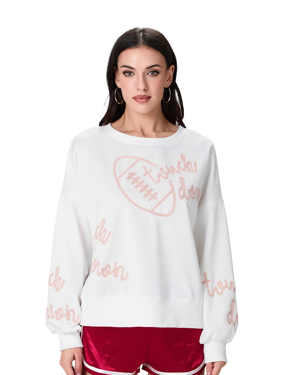 Sudadera de fútbol para mujer, jersey de manga larga con cuello redondo, ropa de calle informal