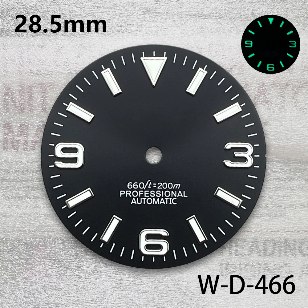 28.5mm Sunray S Dial Fit NH35/NH36/4R/7S Movement Green Luminous For Ex plorer Watch Modification Accessories 3/3.8/4O'clock