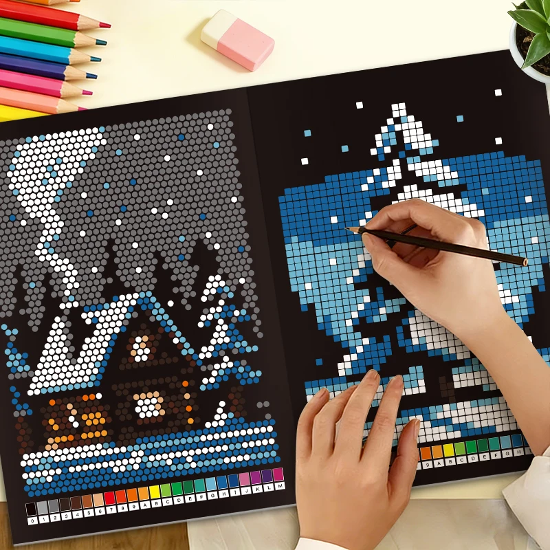 1 Book, 32 Pages: Mysterious Mosaic Digital Colors: Pixel Art Masterpieces: Unveiling the Hidden Wildlife, Animals, Portraits, Nature, and Beautiful Landscapes Hidden in Geometry.