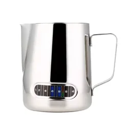 12/20oz Stainless Steel Milk Frothing Pitcher with Temperature Display Espresso Milk Frother Pitcher Jug for Latte Art Barista