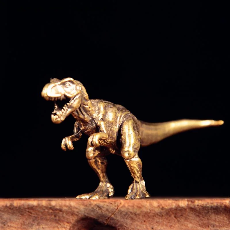 Jurassic Tyrannosaurus Dinosaur Solid Brass Small Ornament Animal Statue Simulated Tyrannosaurus Rex Figurines Handcrafts Gifts
