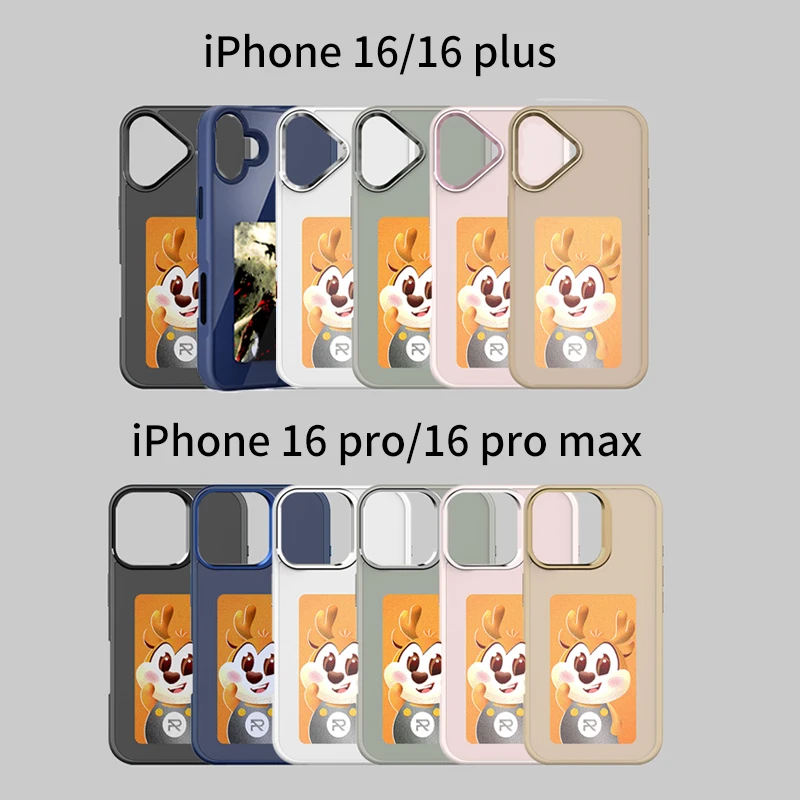 AI EInk Smart NFC App Refesh Screen Mobile Phone Case For iPhone 16Plus 16 15 13 12 16Pro Max DlY Back Cover 4 Colors Display