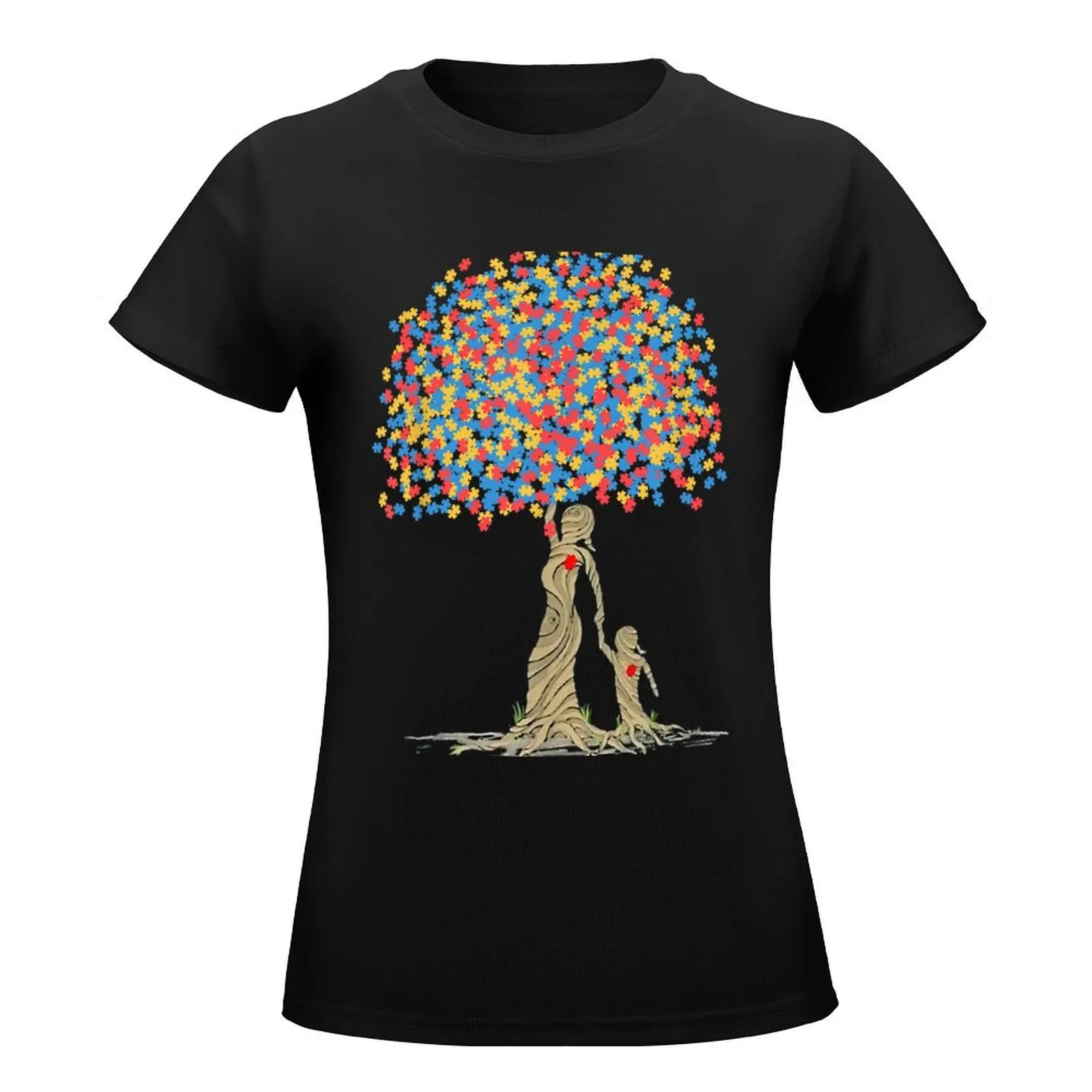 Autism Awareness Autistic Kids Puzzle Pieces Tree T-Shirt blanks sports fans anime clothes t shirt Women