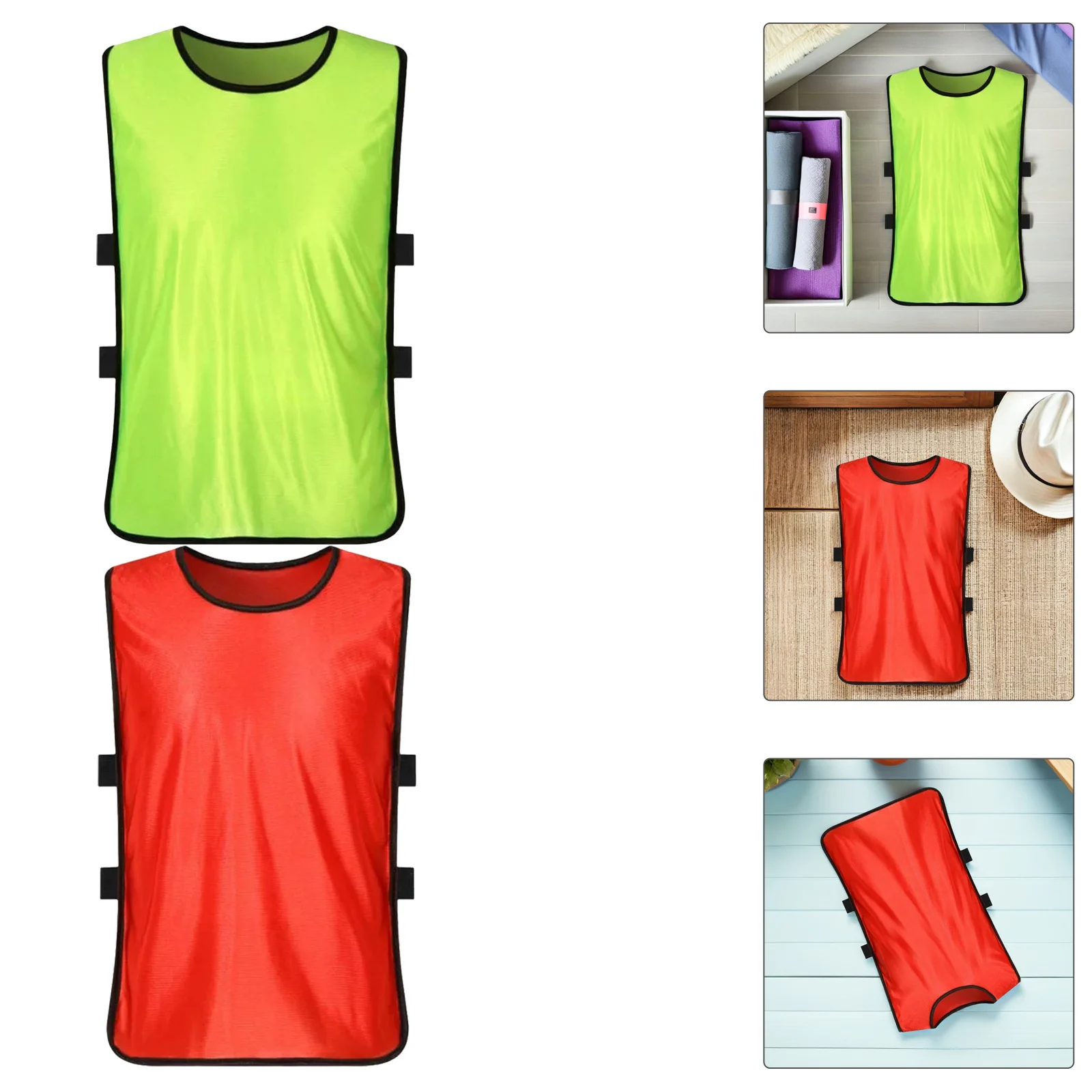 

12Pcs Polyester Training Vest Lightweight Sleeveless Kids Sports Mesh Fast Drying Summer Football Basketball Team Jersey Size S