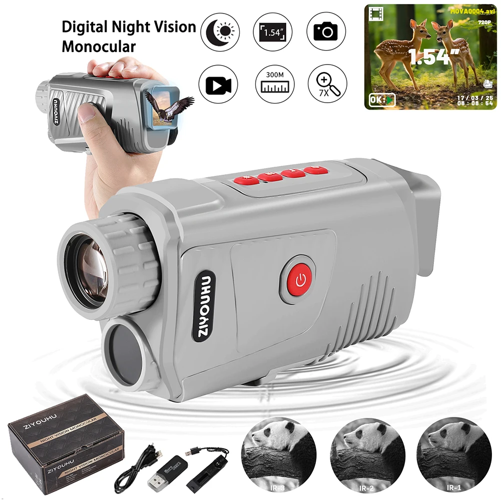 Night Vision Monocular NV007 Built-in Infrared Illuminator 1920x1080 FHD Video Resolution 7X Digital Zoom for Outdoor Landscape