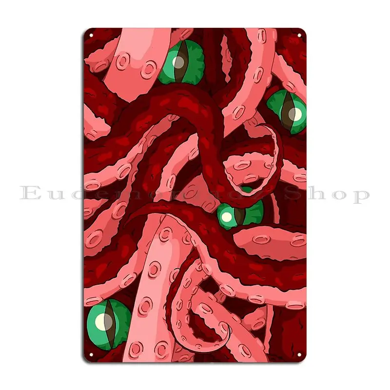 Red Tentacles Metal Sign Retro Wall Decor Pub Printing Printing Tin Sign Poster
