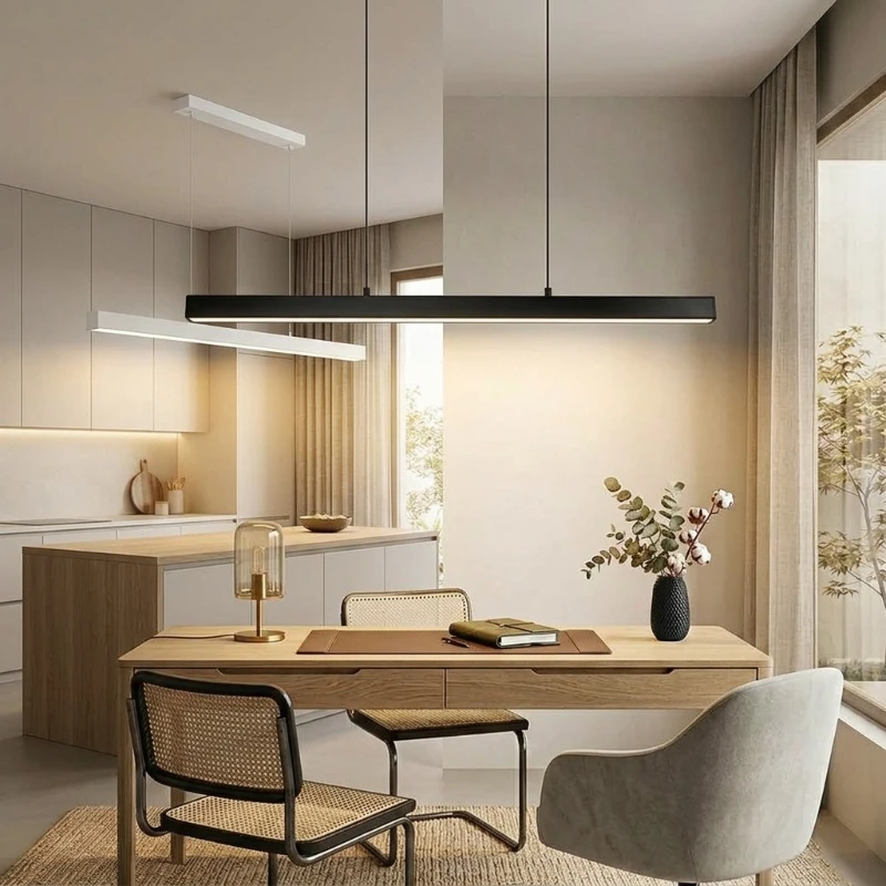 LED Hanging Lamp for Restaurant Office Long Simple Chandelier Bedroom Kitchen Dining Table Lighting Fixture Modern Pendant Light