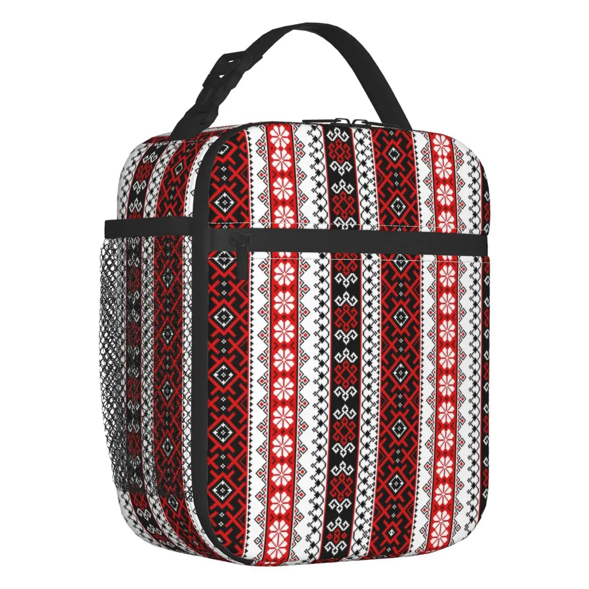 

Bold Colorful Ukraine Style Vyshyvanka Embroidery Insulated Lunch Bag Leakproof Cooler Thermal Bento Box Beach Camping Travel