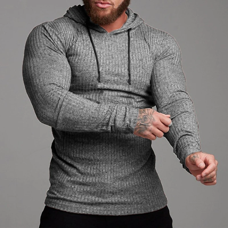 Sport Running Sweatshirt Jacket Men Hoodie Gym Training Leisure Fitness Compression Jersey Knitted Slim Muscle Long Sleeved Tops