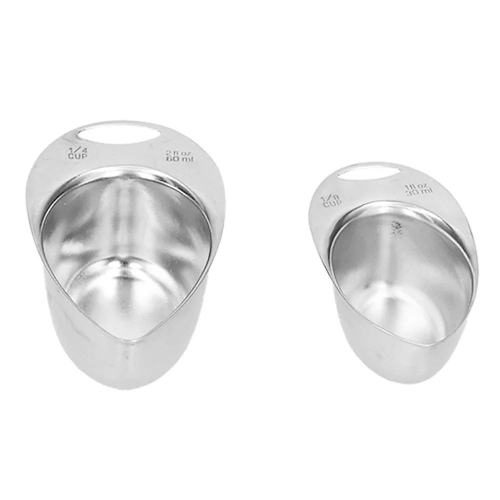 4Pcs Rustless Steel Measuring Spoon Hanging Loop Mirror Polished Measuring Tool Clear Scale Multi-size Spoon Set