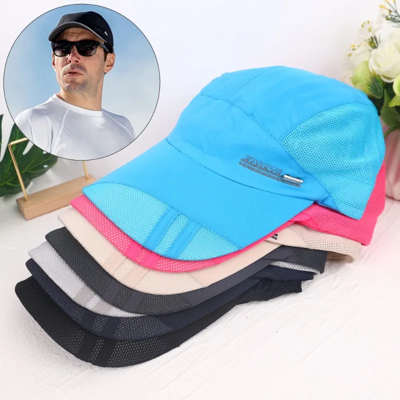 Fashion Mens Summer Outdoor Sport Baseball Hat Running Visor Cap Hot Popular New Cool Quick Dry Mesh Cap 7 Colors Cycling