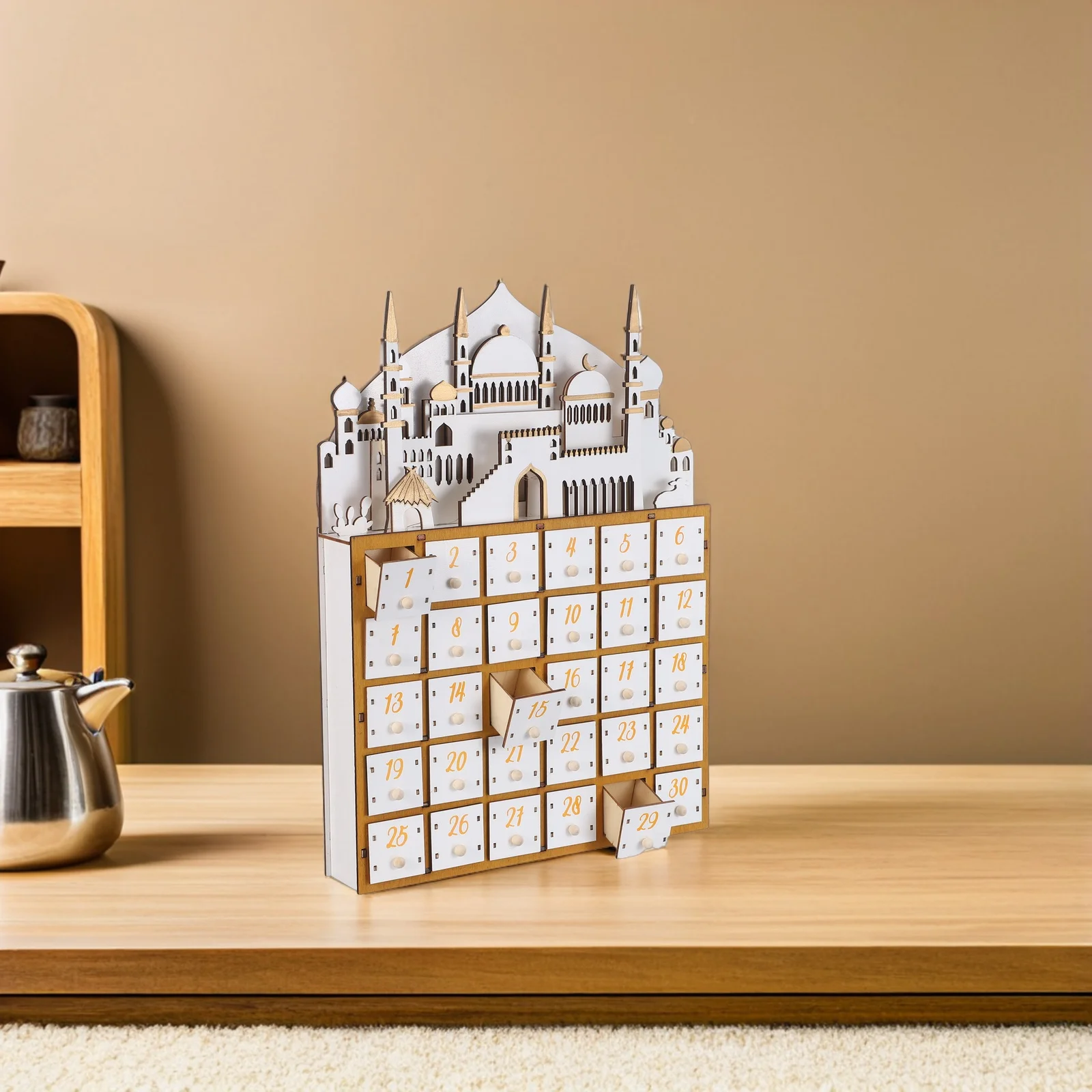 

Ramadan Advent Calendar Wooden Countdown Advent Calendar With Led Light Drawers Desktop Organizer For Muslim Ramadan Supplies