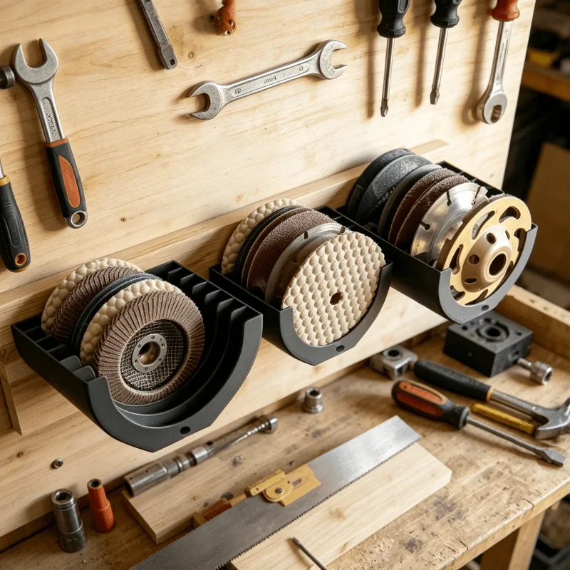 3Pcs Wall-mounted 3D Printed Sandpaper Disc Organizer Compatible with 4/4.5/5 Inch Cutting Discs/grinding Wheels/blades