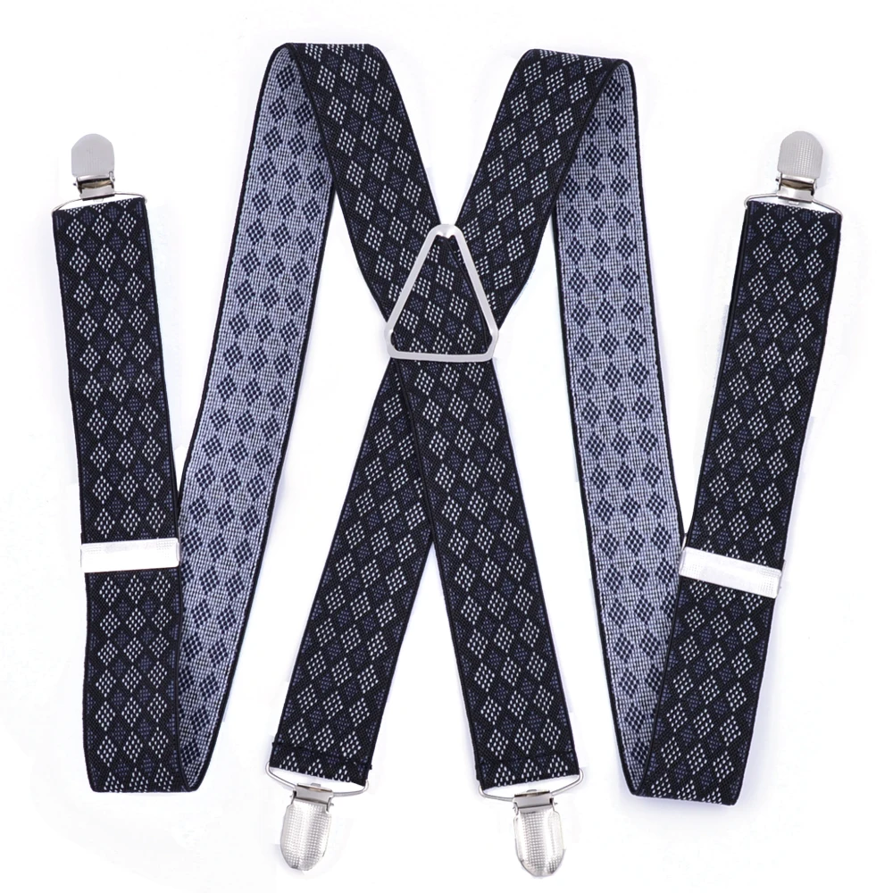 Heavy  Size Suspenders big Men Adjustable Elastic X Back Pants Women Suspender for Trousers 55 Inch Clips  red plaid black white