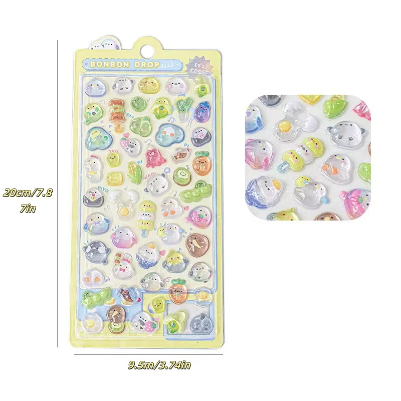 1pc Cartoon-Themed 3D Embossed Diamond Stickers, PVC Craft Decals for Scrapbooking & Stationery Decoration - Perfect for DIY Pro