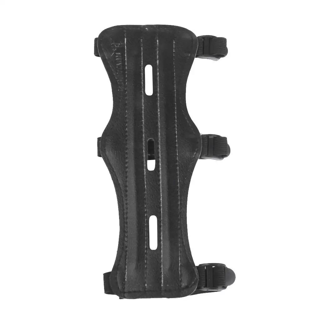 

Archery Arm Guard Leather Adjustable Three Strap Arm Protector for Bow String Safety Hunting Gear