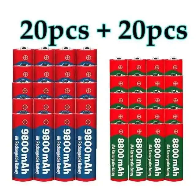 

2021 New 1.5V AA 9800 mAh+1.5V AAA 8800 mAh Alkaline1.5V Rechargeable Battery For Clock Toys Camera battery