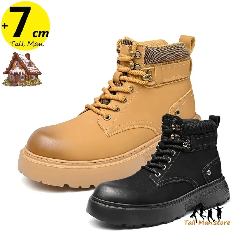 

Luxury shoes for winter 2025 Boots Chunky Men's Elevator Shoes Height Increase Insole 7cm Lift Plus Size 38-46