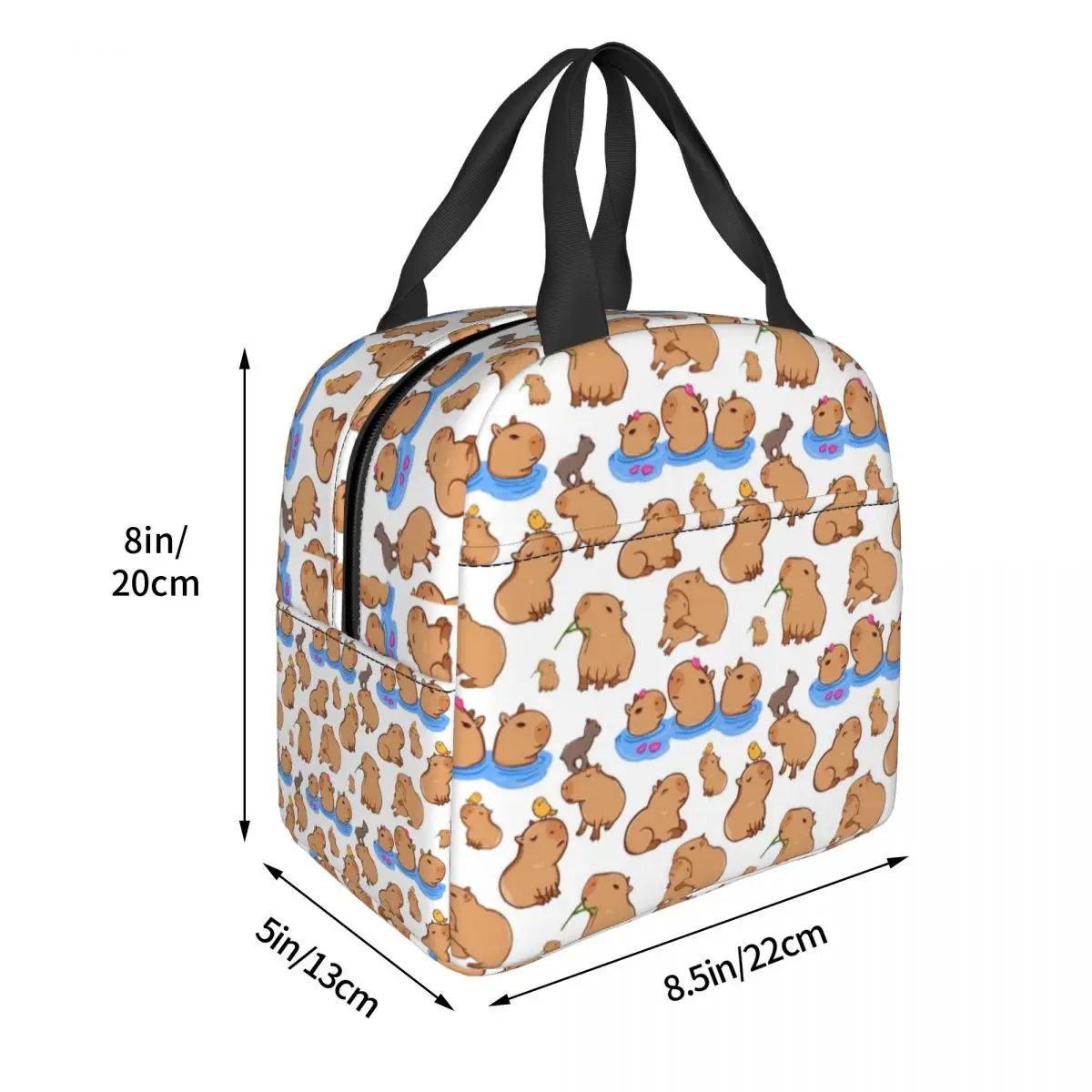 Capybara Pattern Insulated Lunch Bags Thermal Bag Lunch Container Kawaii Animal Large Tote Lunch Box Bento Pouch College Travel