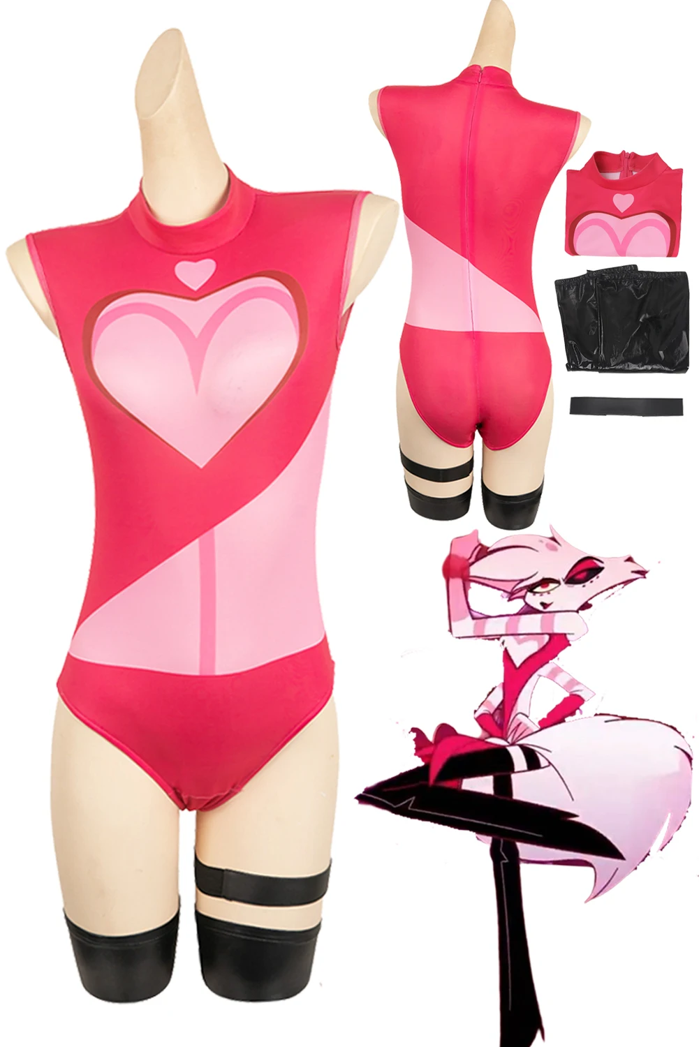 Cartoon Angel Cosplay Dust Hotel Costume Poison Rose Tight Set Halloween Carnival Suit For Disguise Ladies Women Adult