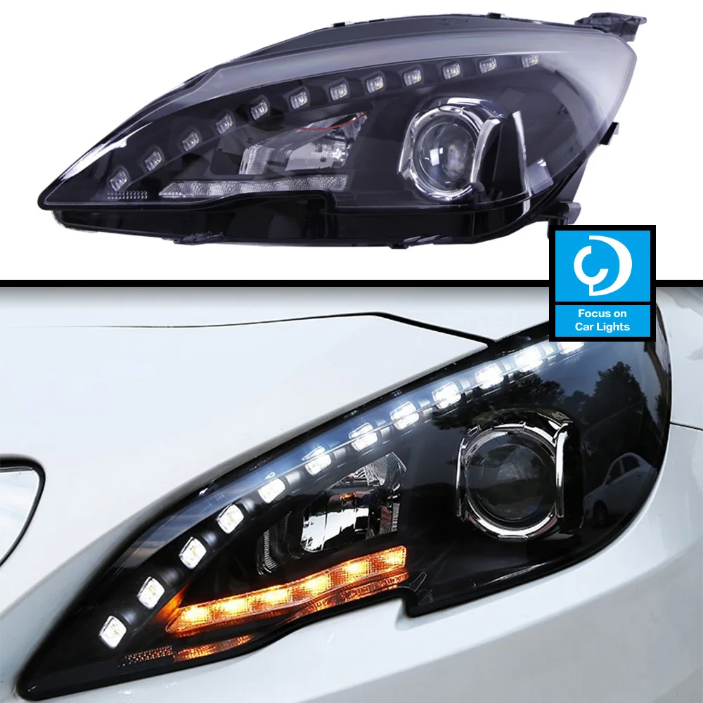 Car Front Headlight For Peugeot 408 308 308S 2014-2019 Fiesta LED HeadLamp Styling Dynamic Turn Signal Lens Automotive 2PCS