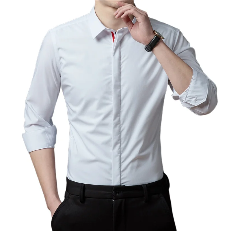 

Мужская модная рубашка с длинным рукавом, весна-лето, новинка, однотонная, с вышивкой пчелы, универсальная для офиса и поездок на работу