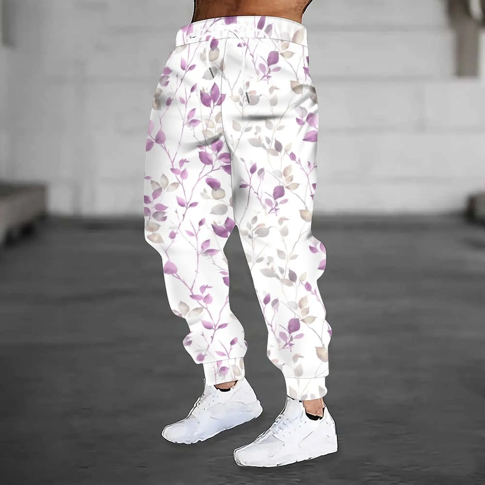 Fashion Men 3D Print Joggers Black Base Cyan Paisley Graphic Drawstring Waist Loose Hip Hop Casual Sport Long Trousers Oversize