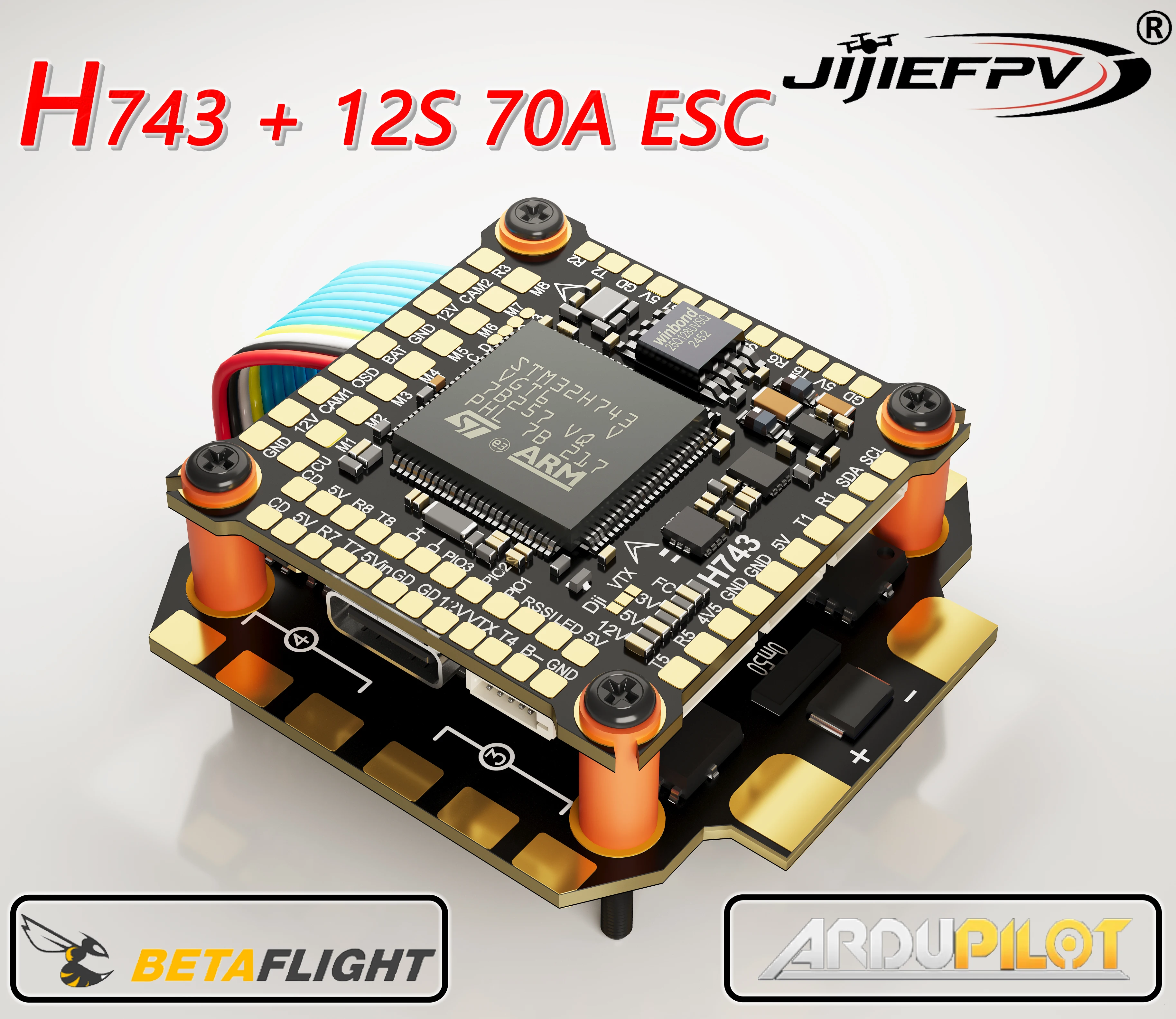 

H743 Контроллер полета Поддержка BetaFlight Ardupilot FC H743 Stack 12S 70A 4in1 ESC Для 5-дюймового DJI RC FPV Freestyle Drone DIY Part