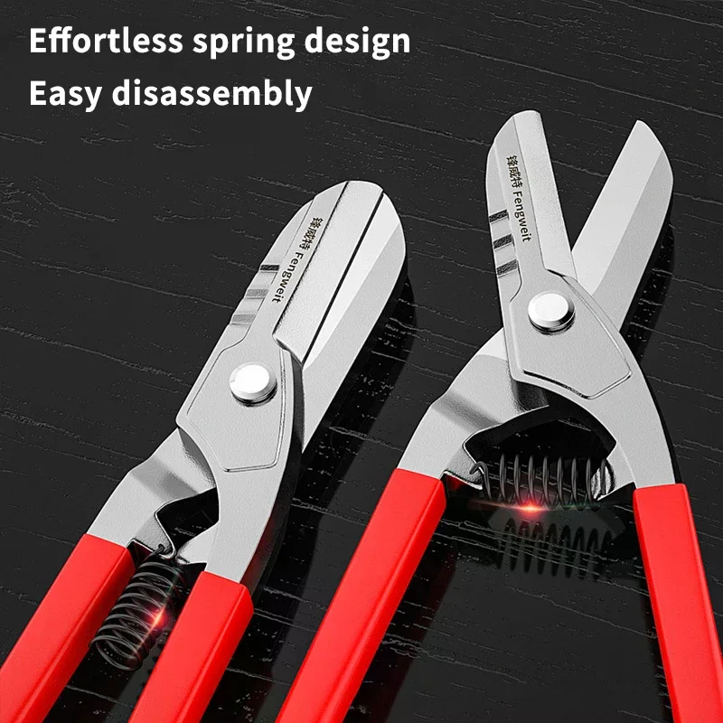 Professional Stainless Steel Scissors & Tin Snips for Metal, Leather & Copper Cutting - Multi-Directional Industrial Tool