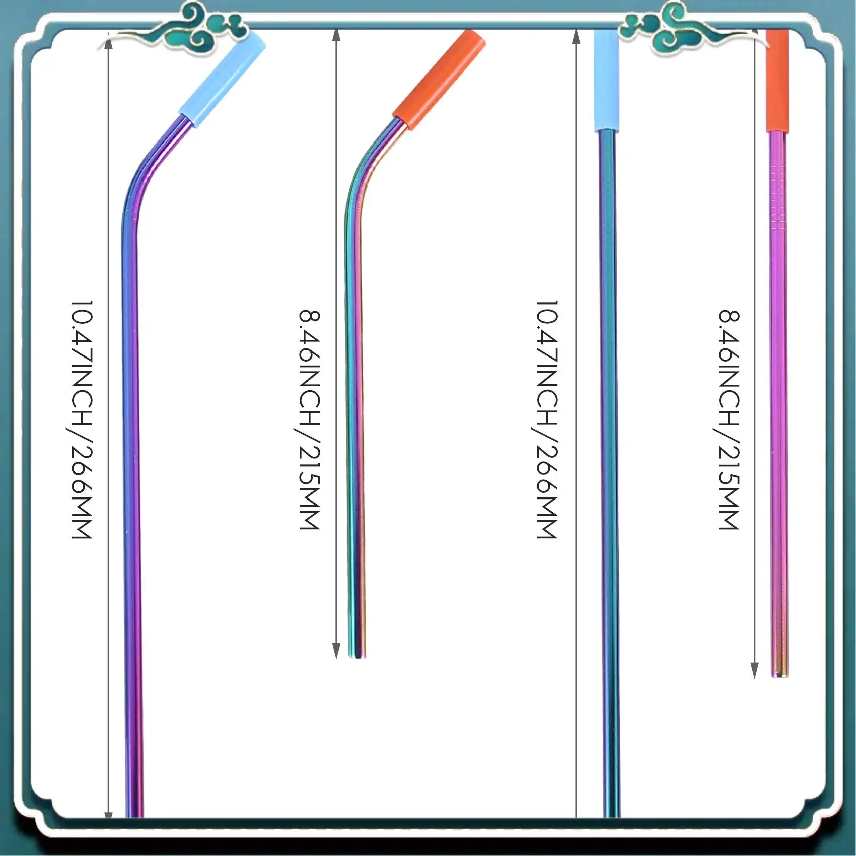 16 Pack Rainbow Color Reusable Metal Straws With Silicone Tip Colored Long Stainless Steel Straws Drinking Straw Limited Time Of