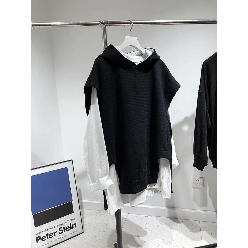 

plus Size 300 Pounds Women's Korean Design Loose Fit Hoodie Vest Outerwear Top Casual Autumn Fashion plus Size Clothing