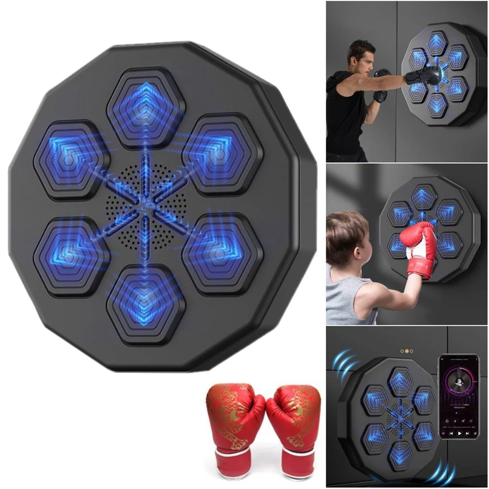 Máquina de boxeo musical inteligente montada en la pared, almohadillas de boxeo, entrenador de boxeo divertido, Bluetooth, adecuado para el hogar