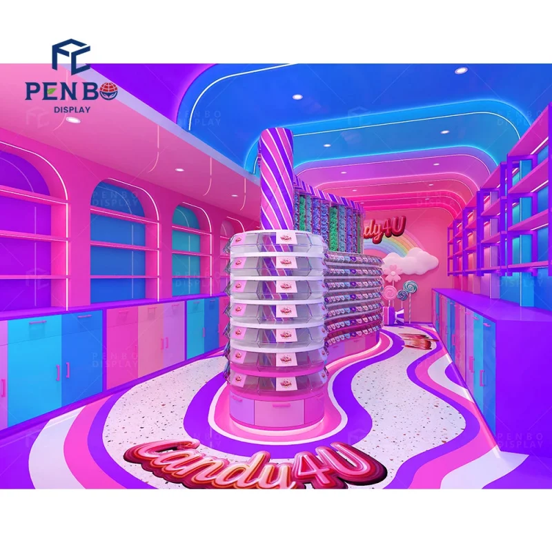 custom.Custom Colourful Candy Shop Fixtures Sweet Shop Showcase Shelves Candy Shop Display Counter