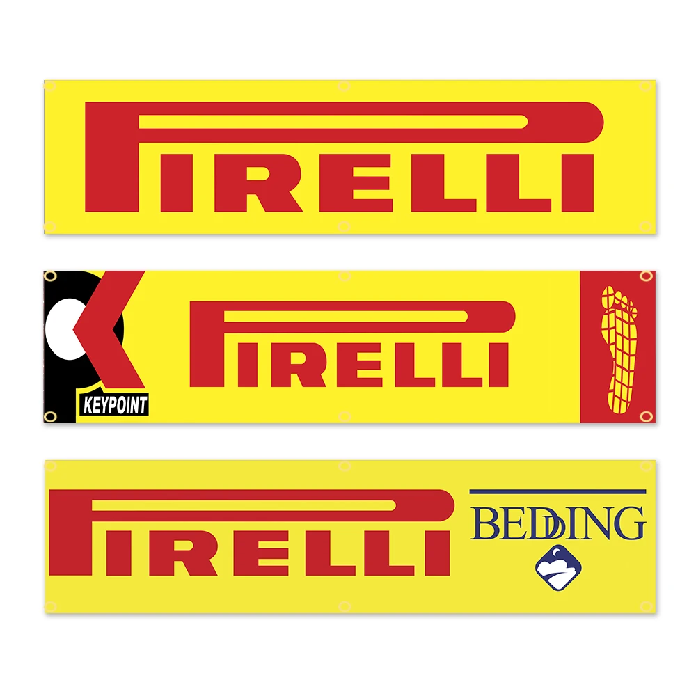 60x240cm P-Pirellis Racing Style Polyester Banner Flag for Garage Bar Gym Man Cave Indoor Outdoor Hanging Decor